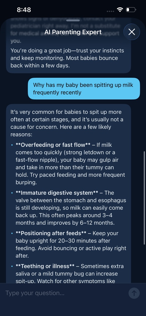 AI parenting Q&A in Baby Alarm
